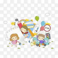 背着书包去上学
