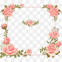 情人节卡片手绘粉色玫瑰花边框