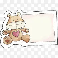 手绘风棕色小熊标题框