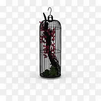 玫瑰树枝黑色中式鸟笼装饰
