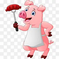卡通可爱小猪厨师