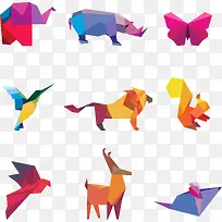 矢量卡通动物折纸