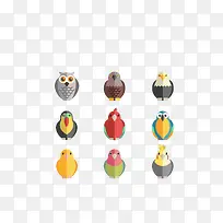 矢量彩色小动物猫头鹰鸟类