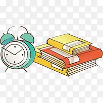 教育行业书本钟表装饰元素