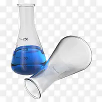 两个灰色透明玻璃实验杯
