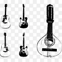 吉他手绘乐器矢量图