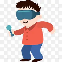 戴VR眼镜虚拟现实中唱歌人物矢
