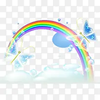 彩虹与水晶蝴蝶卡通素材