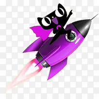 紫色卡通火箭天猫超人