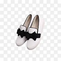 蝴蝶结甜美小白鞋素材