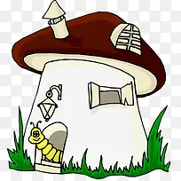 卡通手绘蘑菇房子