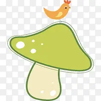 卡通蘑菇小鸟