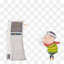 吹空调冷风的小孩