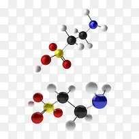 红黑白色牛磺酸分子形状素材