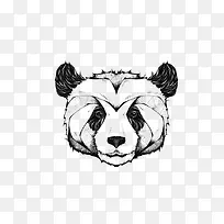 黑白手绘熊猫