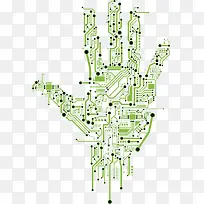 绿色手掌线路图素材