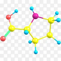 黄色脯氨酸分子形状素材