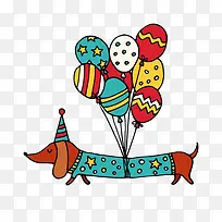 卡通小狗和气球简图