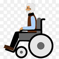 扁平化坐在轮椅上的老人