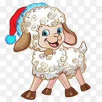 戴圣诞帽的可爱小羊