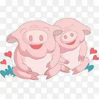矢量图可爱的猪猪情侣