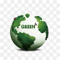 绿色立体创意环保地球插画