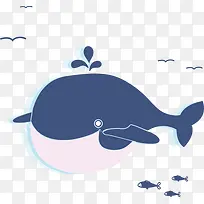 卡通可爱夏日鲸鱼