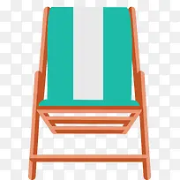 湖蓝色矢量卡通扁平沙滩椅