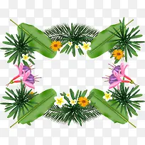 精美热带植物花朵装饰边框