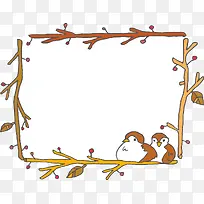 手绘树枝边框可爱鸟装饰