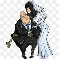 矢量手绘老夫少妻