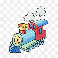 卡通插图蒸汽式老火车