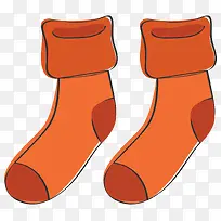 卡通手绘橘色的袜子