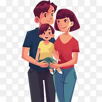 手绘一家三口免抠图