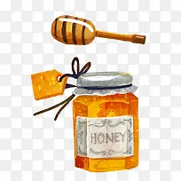 手绘玻璃罐中的蜂蜜