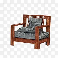 实物实木镂空单人沙发素材