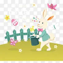 可爱草地魔术兔子