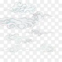 手绘中国风白蓝色云彩