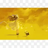 黄色柔弱的小女孩