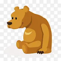 矢量手绘坐着棕色小熊