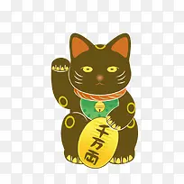 卡通黑色招财猫
