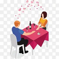 餐桌约会吃饭的情侣