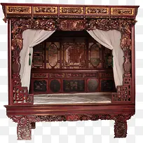 古典清漆金木雕架子床