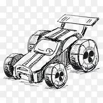 素描手绘赛车模型