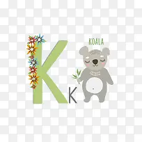 字母K可爱考拉免抠素材