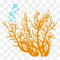 橘色水草海草泡泡植物