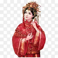 中国风手绘凤冠霞帔新娘