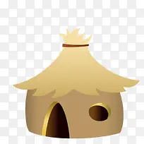 棕色的卡通茅草屋