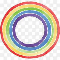 圆形手绘彩虹边框