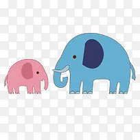 两只彩色的卡通大象